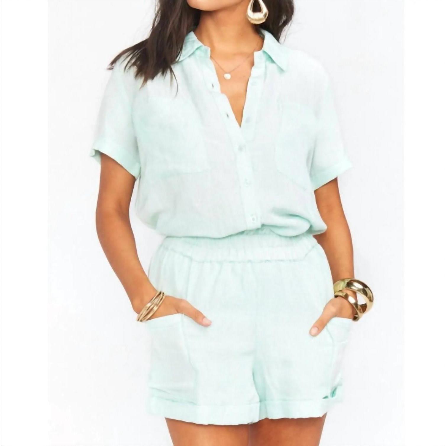 New Show Me Your Mumu Disilvio Shorts Mint Linen In Mint Linen
